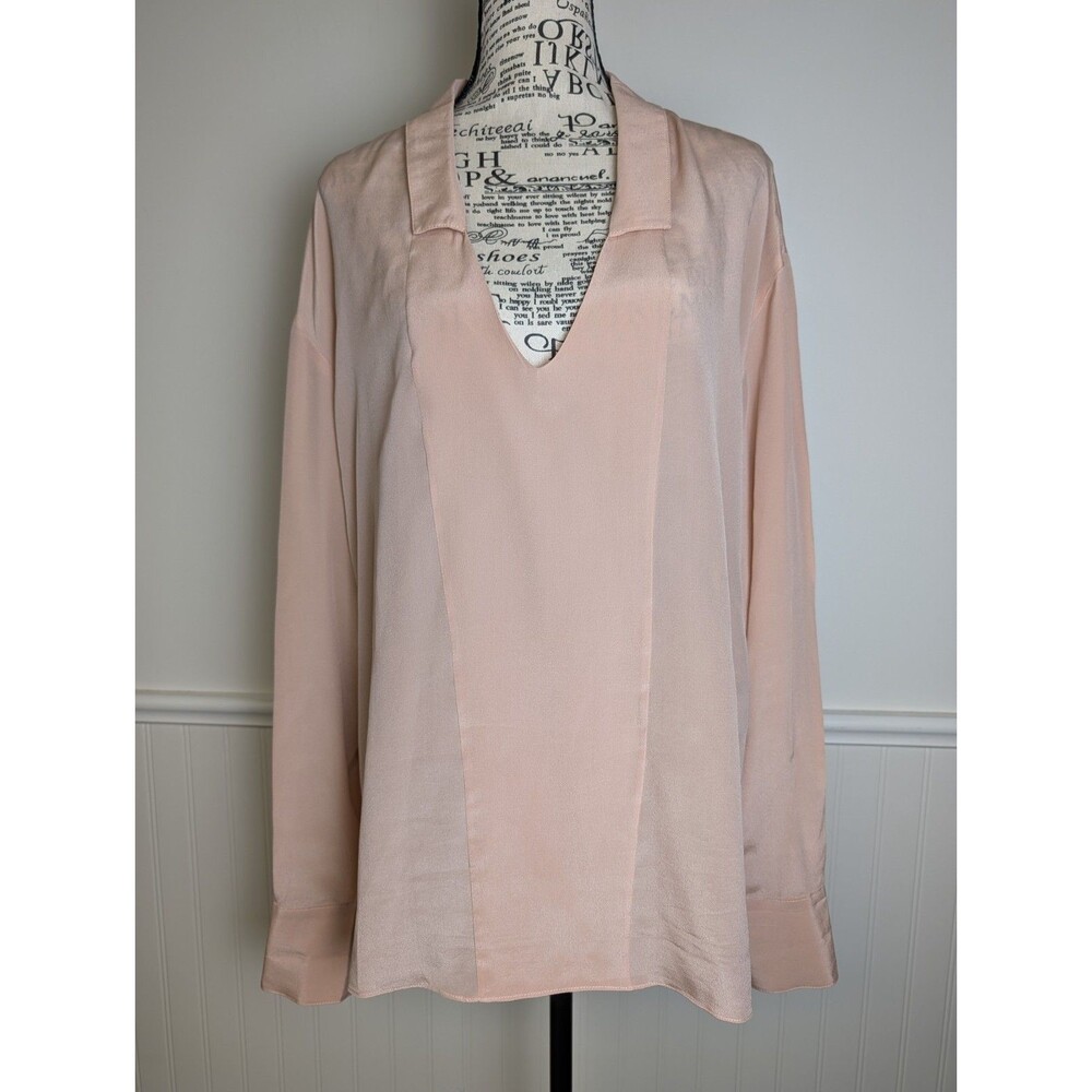 Soft Surroundings Women Blouse XL Pink Blush Silk Sheer Ballet Coquette Romantic